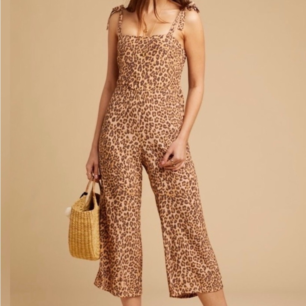 Faithfull the Brand Elsa Leopard-Print Tie-Strap Jumpsuit